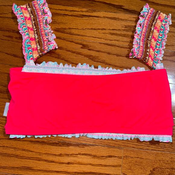 Body Glove Bliss Off The Shoulder Smocked Southwestern Print Bikini Top Size L - Picture 10 of 13